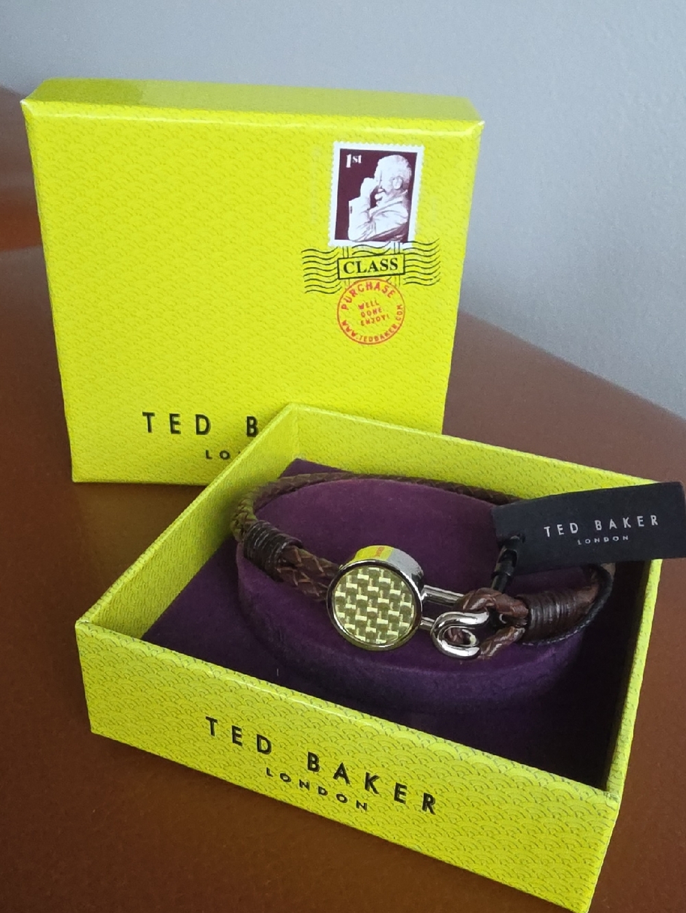 TED BAKER LONDON NWT double Woven Leather Stainless Steel Bracelet